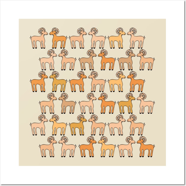 Cute Mouflon Pattern (Mountain Goat) Wall Art by Davey's Designs